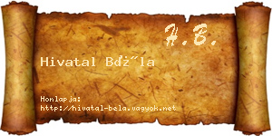Hivatal Béla névjegykártya